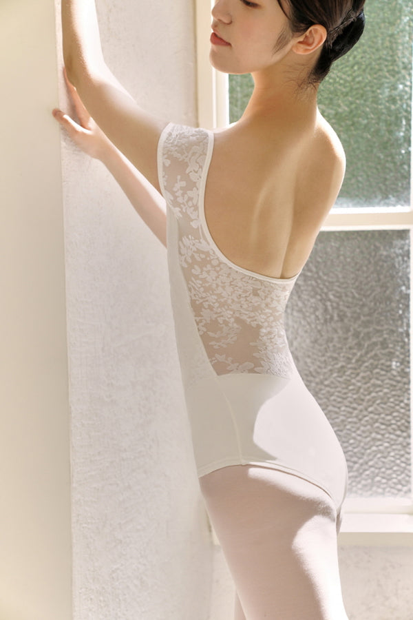 The Sissonwear Aeonian Purity White Cap Sleeve Leotard available from Ma Cherie Dancewear Australia