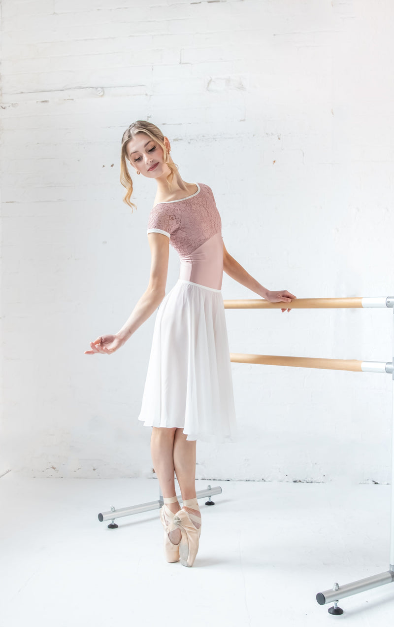 Pink Lace Junior Size Dance Leotard - Ma Cherie Dancewear Australia