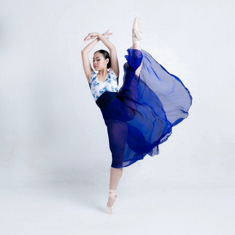 Blue Pure Silk Rehearsal Skirt - Ma Cherie Dancewear Australia