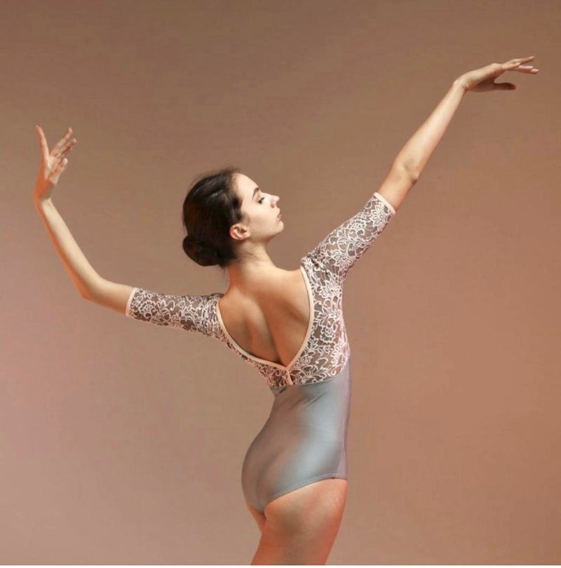 Silver Lace Dance Leotard from Olivine Wear available from Ma Cherie Dancewear Australia