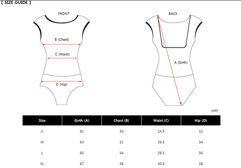 Leotard size chart from Sissone Wear - leotards available from Ma Cherie Dancewear Australia.