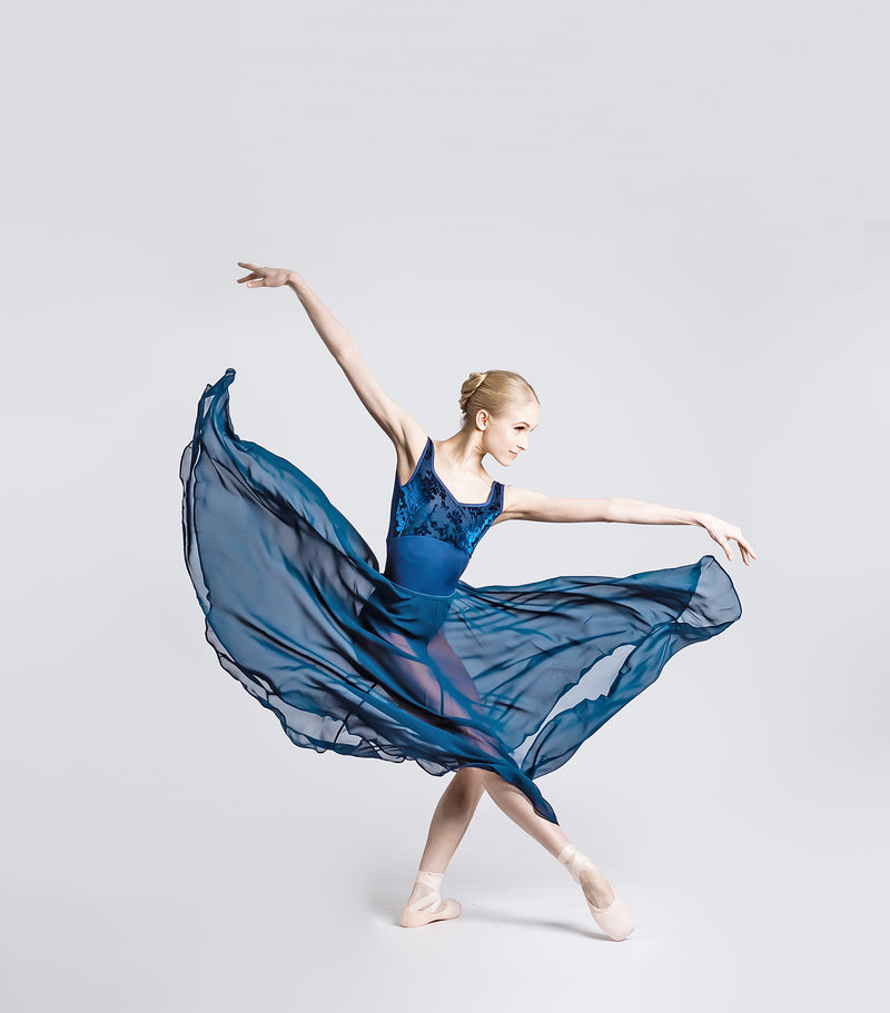 Navy Blue Chiffon Rehearsal Skirt by Sissone Wear - available at Ma Cherie Dancewear Australia