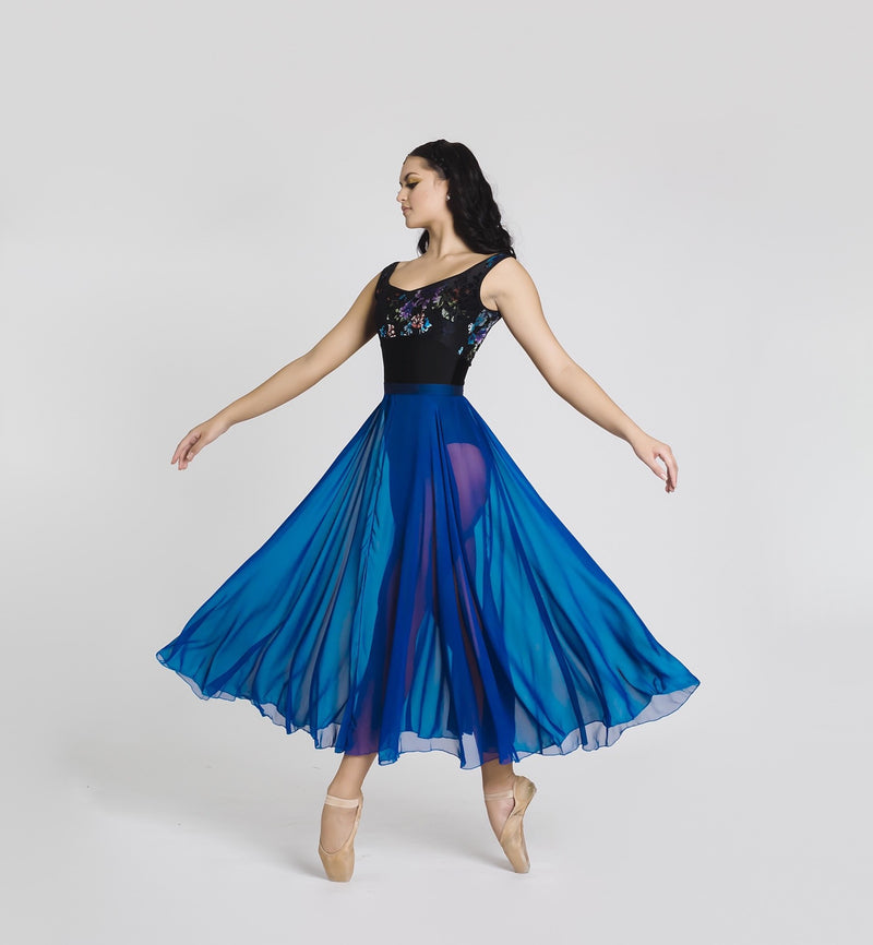 Pure Silk Chiffon Dance Rehearsal Skirt (Mazarine Blue) available from Ma Cherie Dancewear Australia