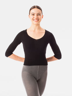  Gaynor Minden Italian Knit V-Neck Top (black) available from Ma Cherie Dancewear Australia