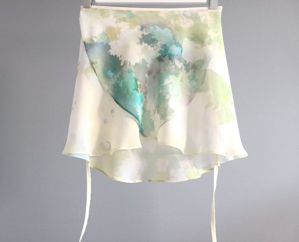 Sissone Wear Watercolour Mint Wrap Skirt (short) from Ma Cherie Dancewear Australia