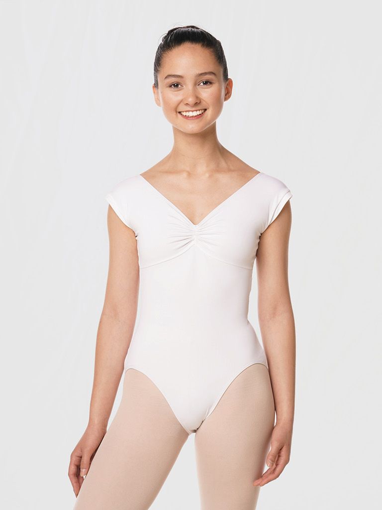 White Gaynor Minden Cap Sleeve Leotard - Ma Cherie Dancewear Australia