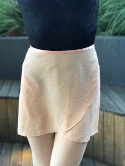 Peach sparkle chiffon ballet wrap skirt - Ma Cherie Dancewear Australia